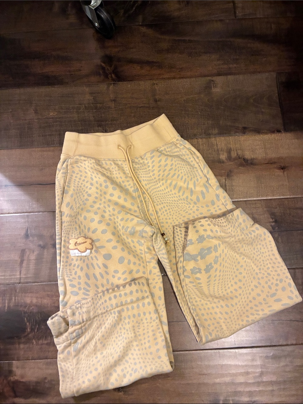 Women Patterned Yellow Drawstring Joggers